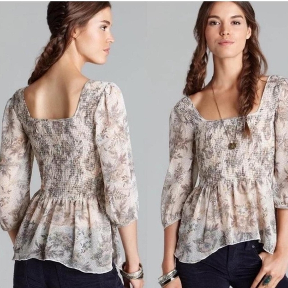 Free‎ People - Shirred Chiffon Top - Picture 1 of 2